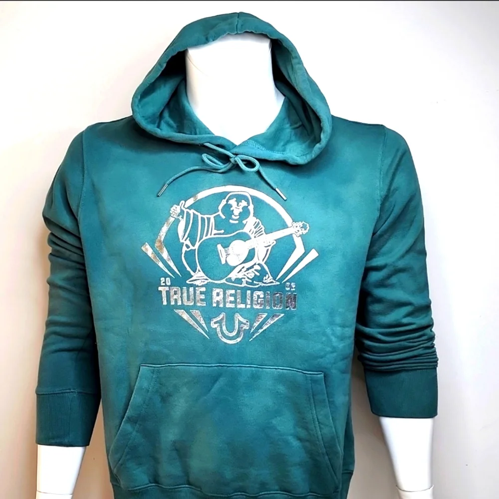 TRUE RELIGION GREEN SWEATSHIRT EITH SILVER LOGO, UNISEX
